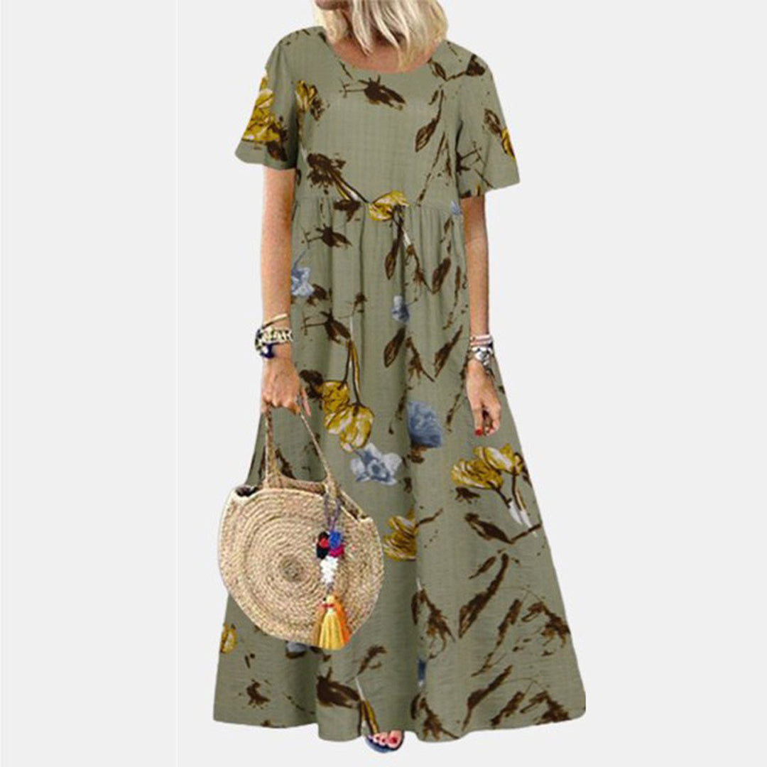 Oksana | Women’s Floral Maxi Short Sleeve Dress