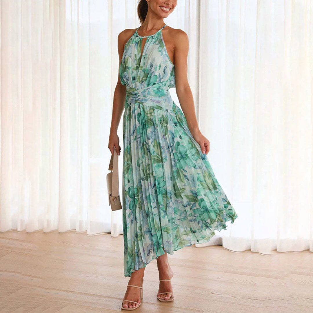 Bianca | Women’s Halter Pleated Maxi Dress
