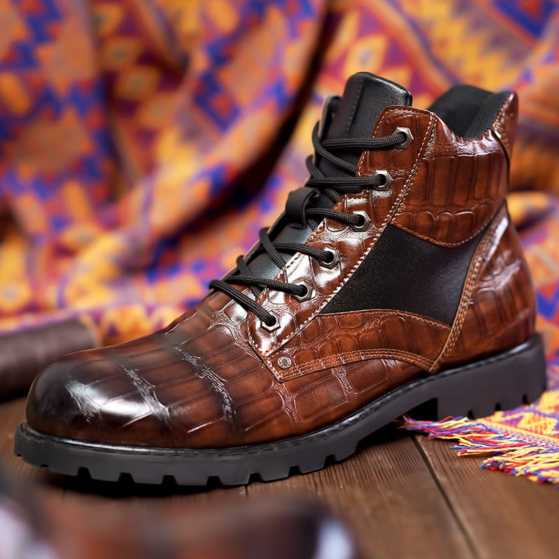 Carlsen | Men’s Crocodile Embossed Ankle Boots