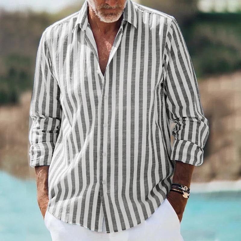 Erasmus | Men’s Long Sleeve Striped Shirt