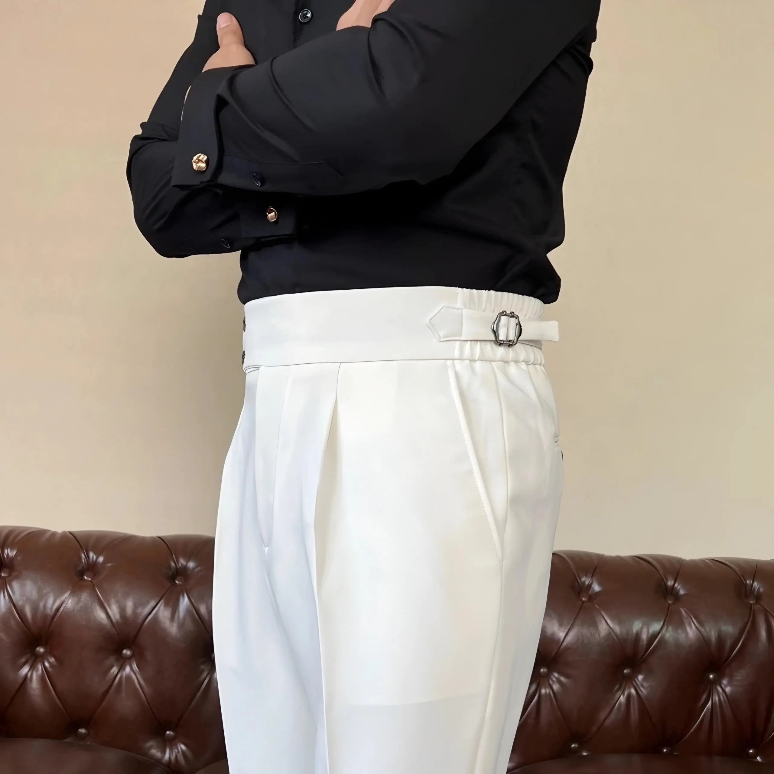 Edward | Men’s Pleated Double Button Trousers