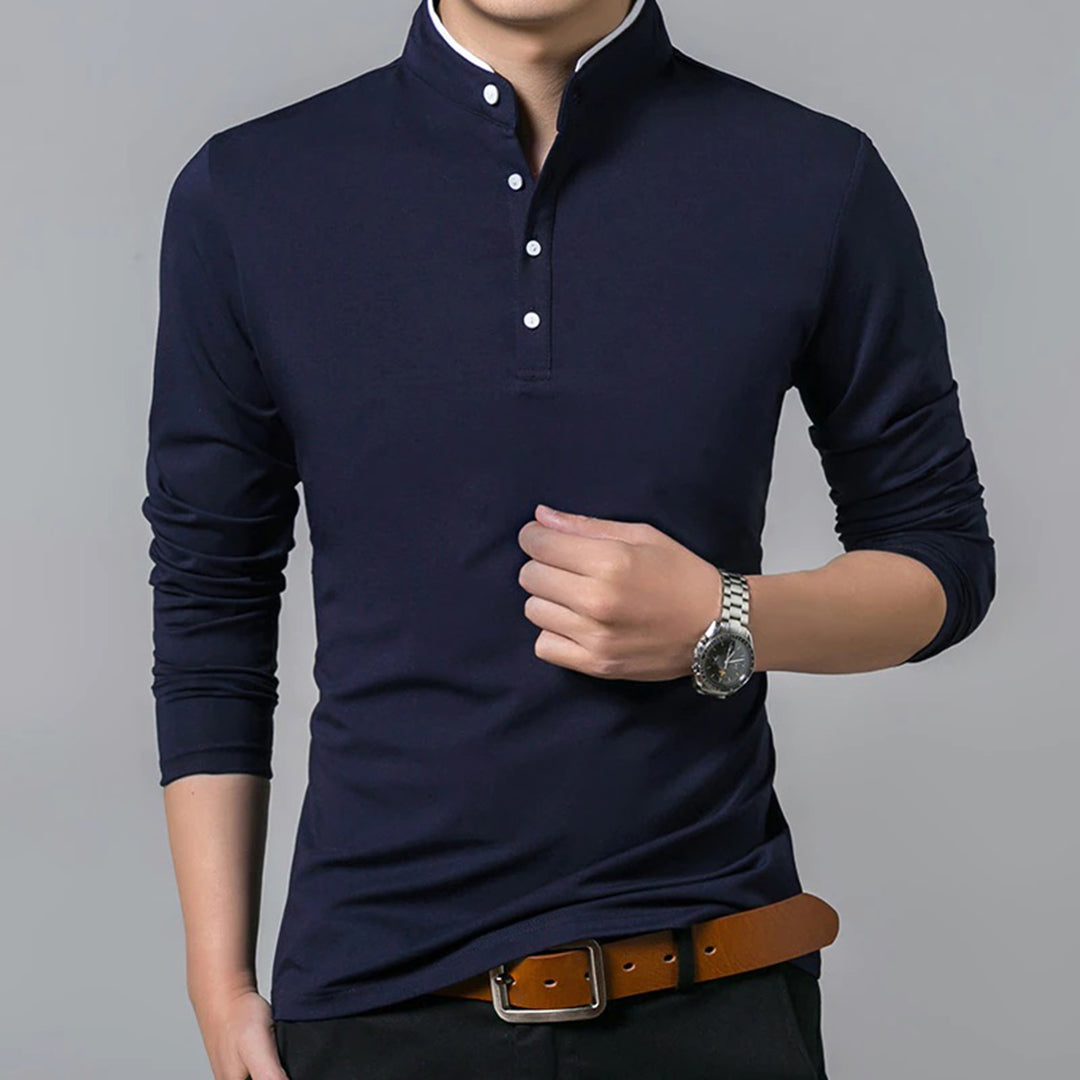 Nigel | Men’s Long Sleeve Henley Polo Shirt