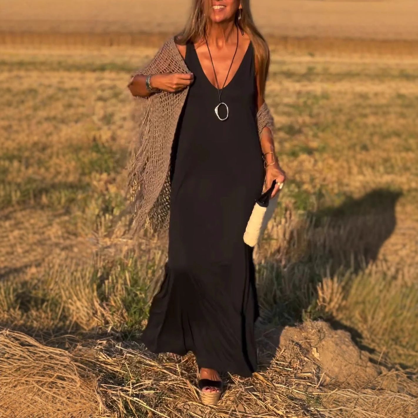 Kalina | Women’s Sleeveless V-Neck Side Slit Maxi Dress
