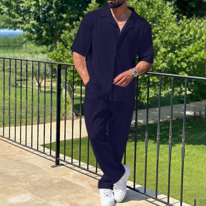Thomas | Men’s Short Sleeve Pleated Set