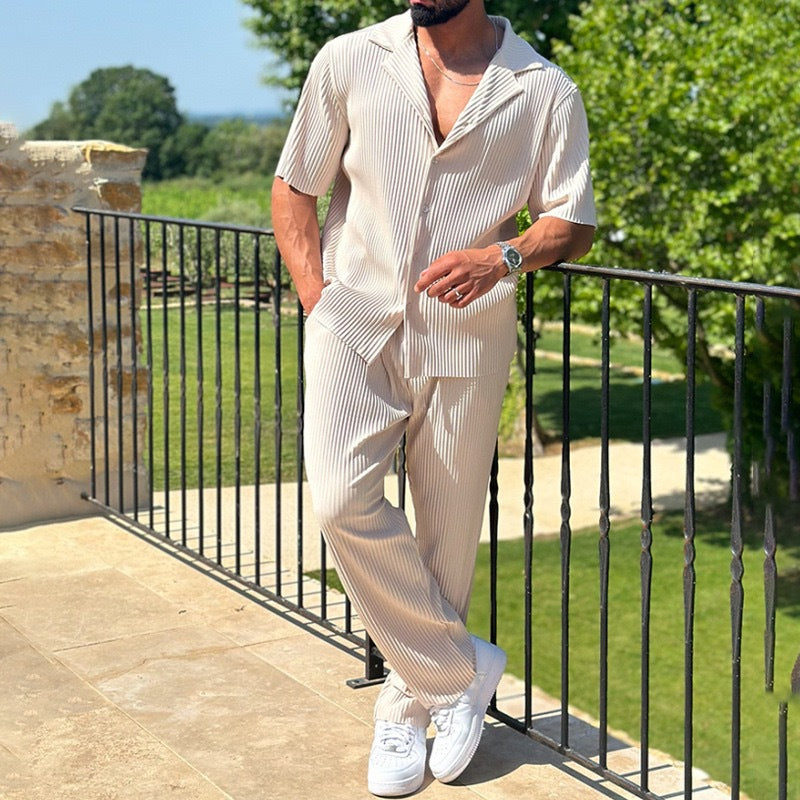 Thomas | Men’s Short Sleeve Pleated Set