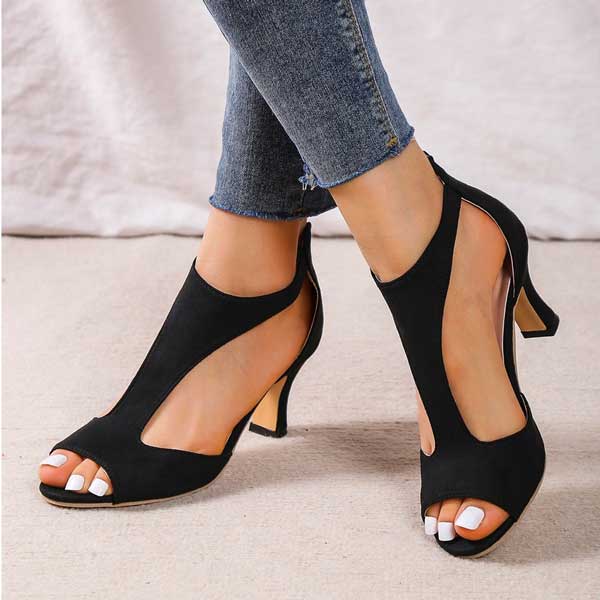 Ludovica | Women’s Heeled Peep Toe Orthopedic Sandals