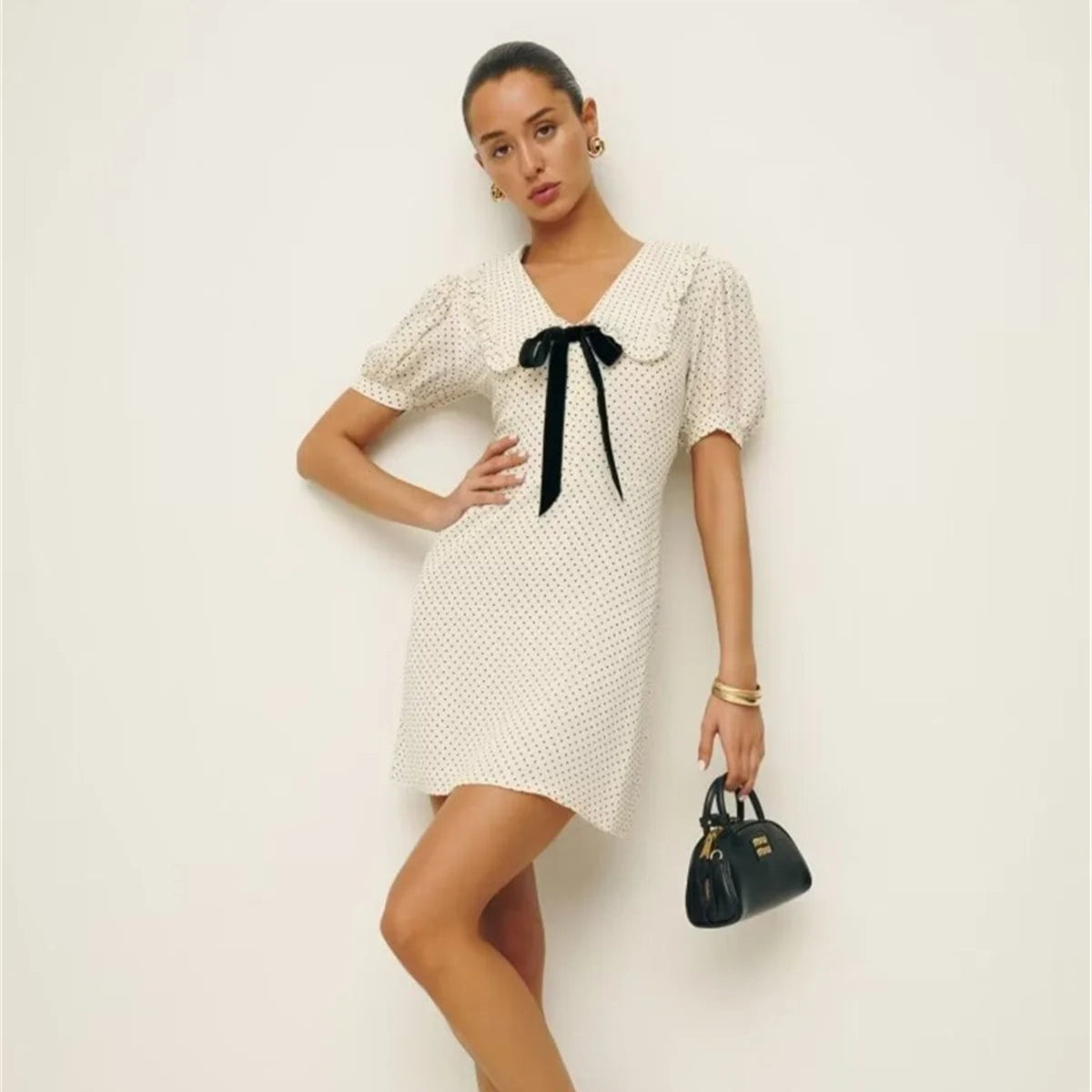 Sarah | Women’s Polka Dot Puff Mini Dress