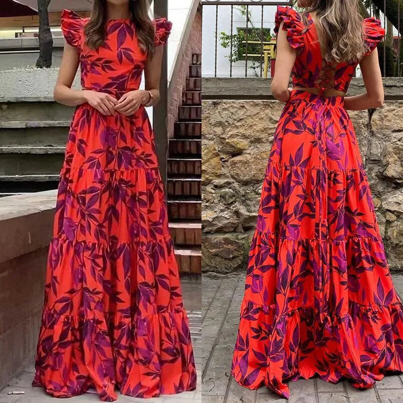 Netta | Women’s Ruffle Sleeve Floral Maxi Dress