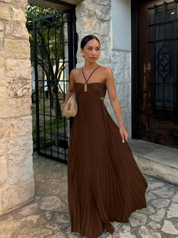 Bea | Women’s Sleeveless Pleated Maxi Dress