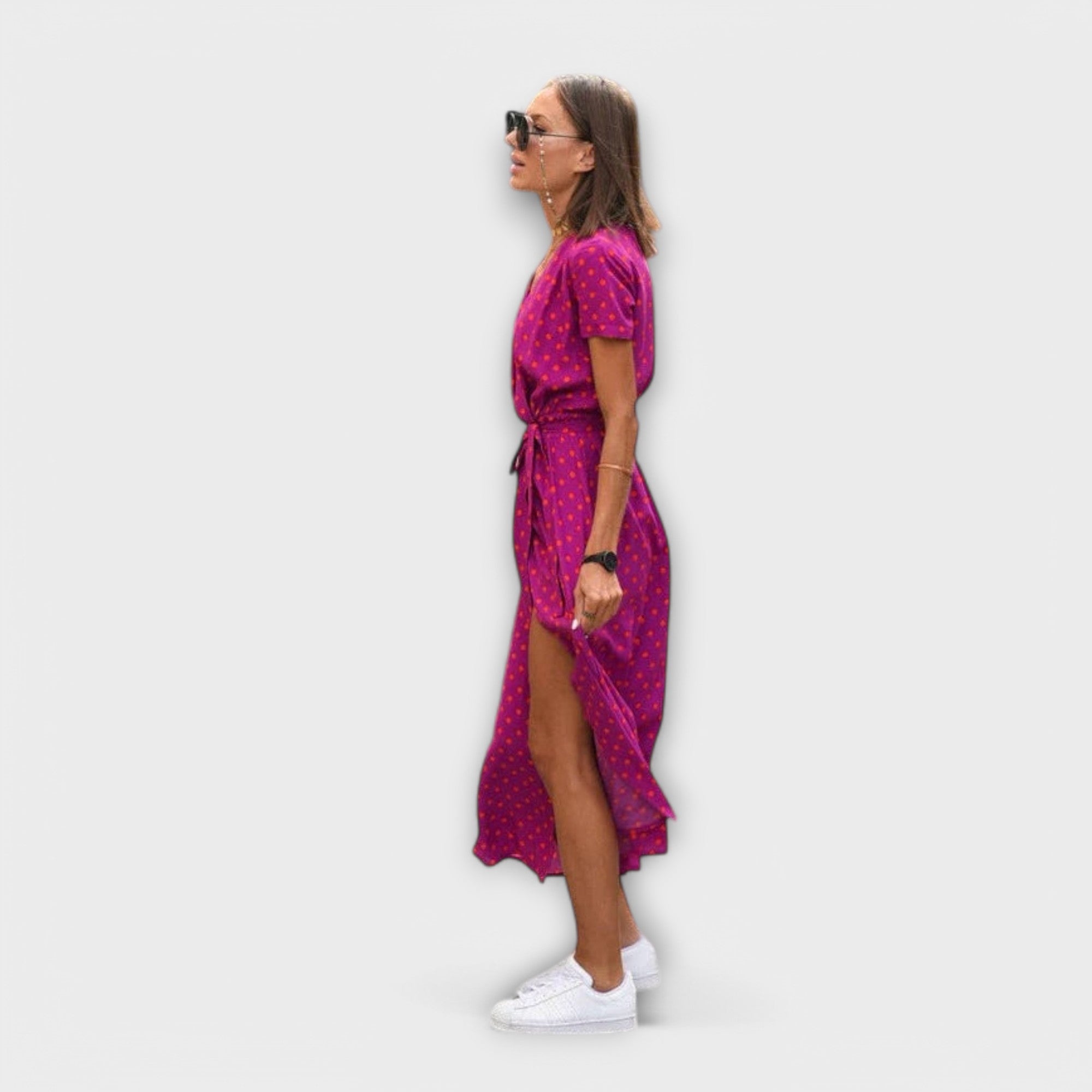 Mariz | Women’s Short Sleeve Pleated Midi Dress