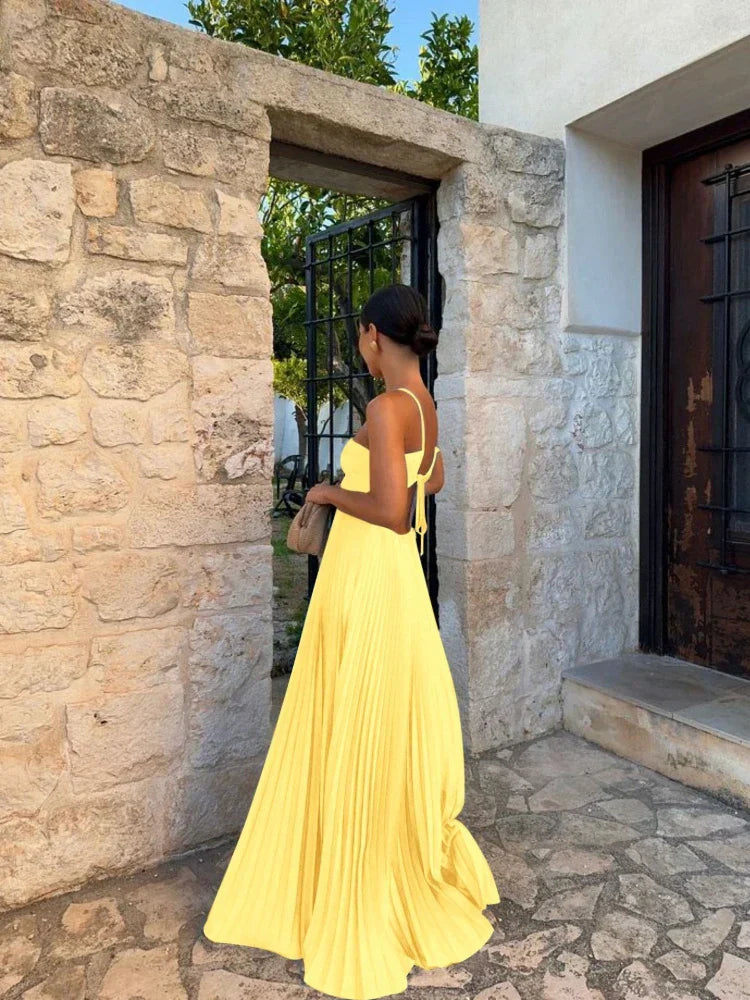 Bea | Women’s Sleeveless Pleated Maxi Dress