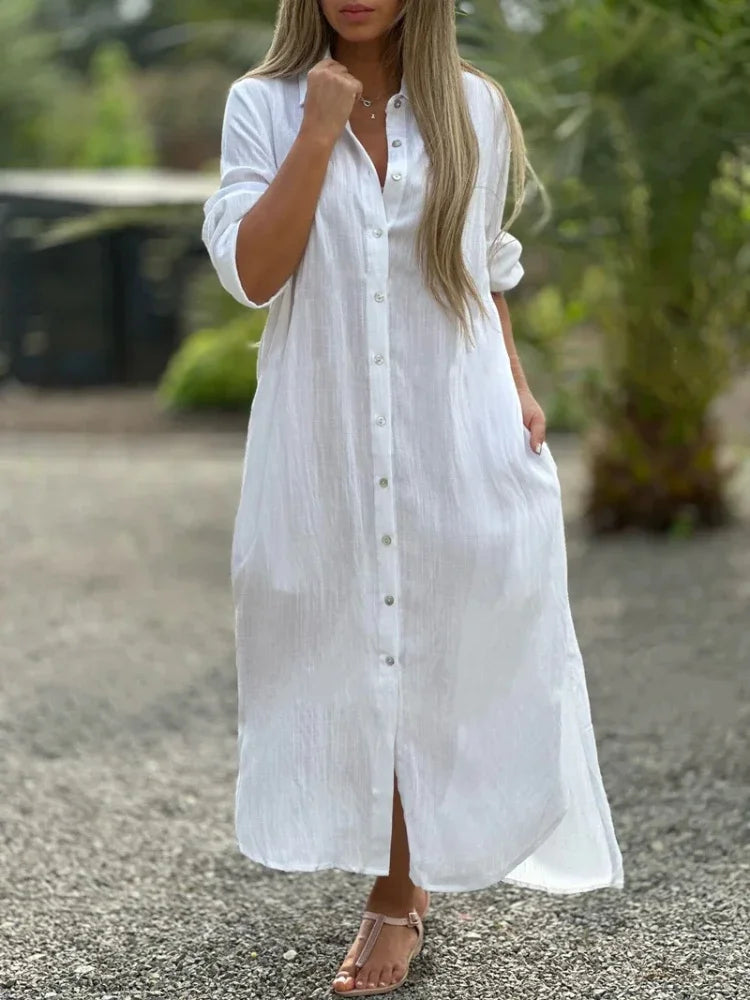 Camilla | Women’s Long Sleeve Shirt Maxi Dress