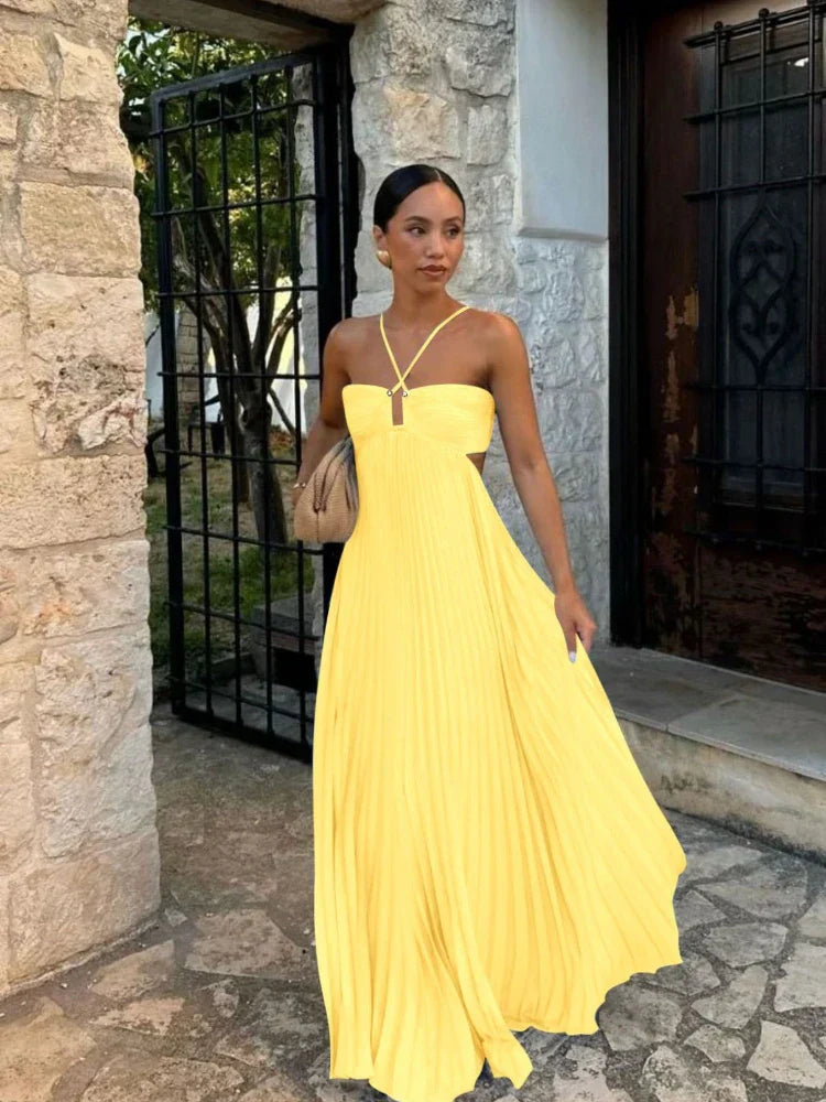Bea | Women’s Sleeveless Pleated Maxi Dress