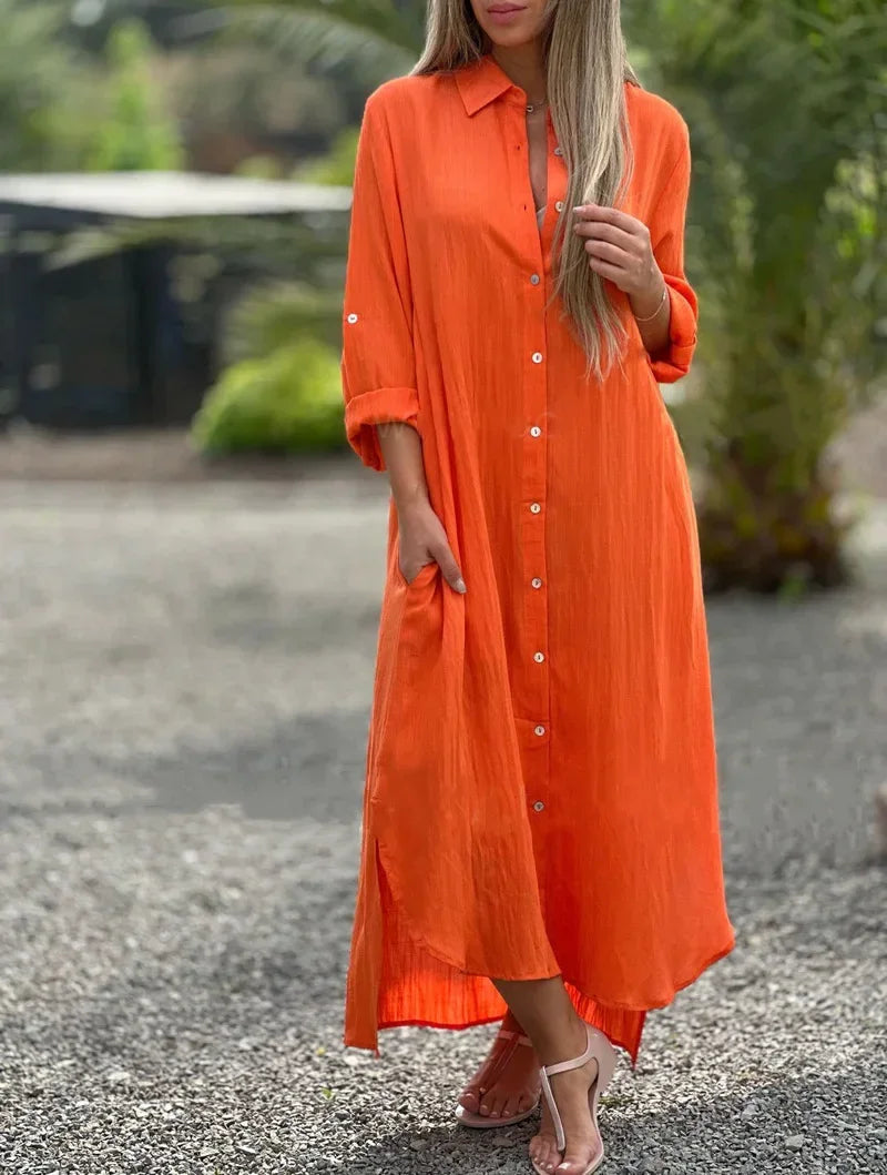 Camilla | Women’s Long Sleeve Shirt Maxi Dress