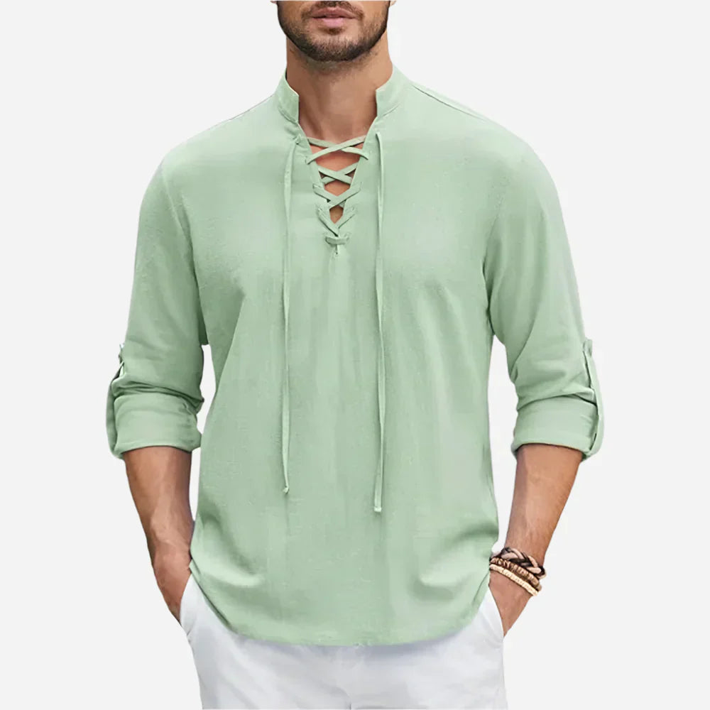 Matyas | Men’s Lace-Up Long Sleeve Shirt