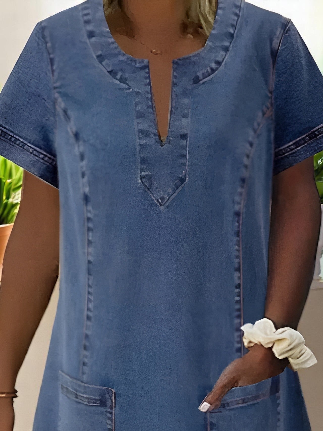 Poppy | Women's Short Sleeve Denim Mini Shift Dress
