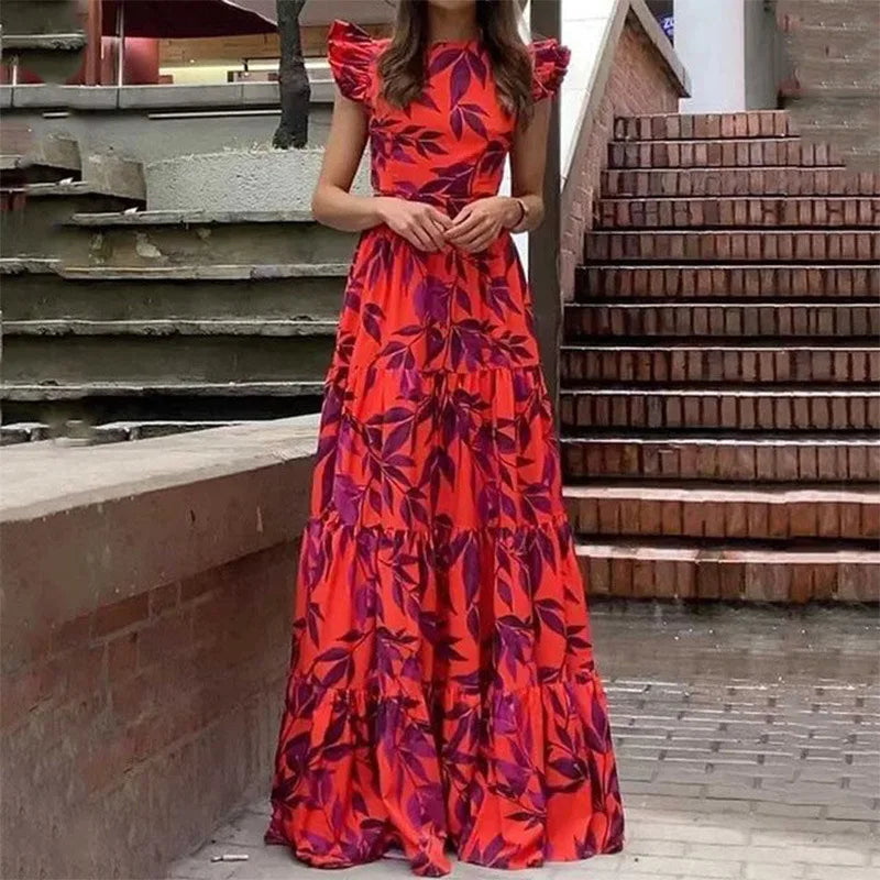 Netta | Women’s Ruffle Sleeve Floral Maxi Dress