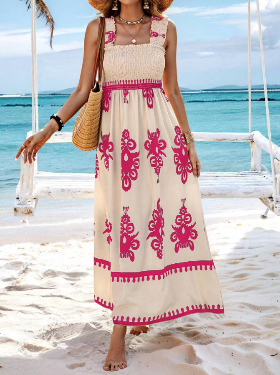 Lilias | Women’s Smocked Printed Maxi Dress