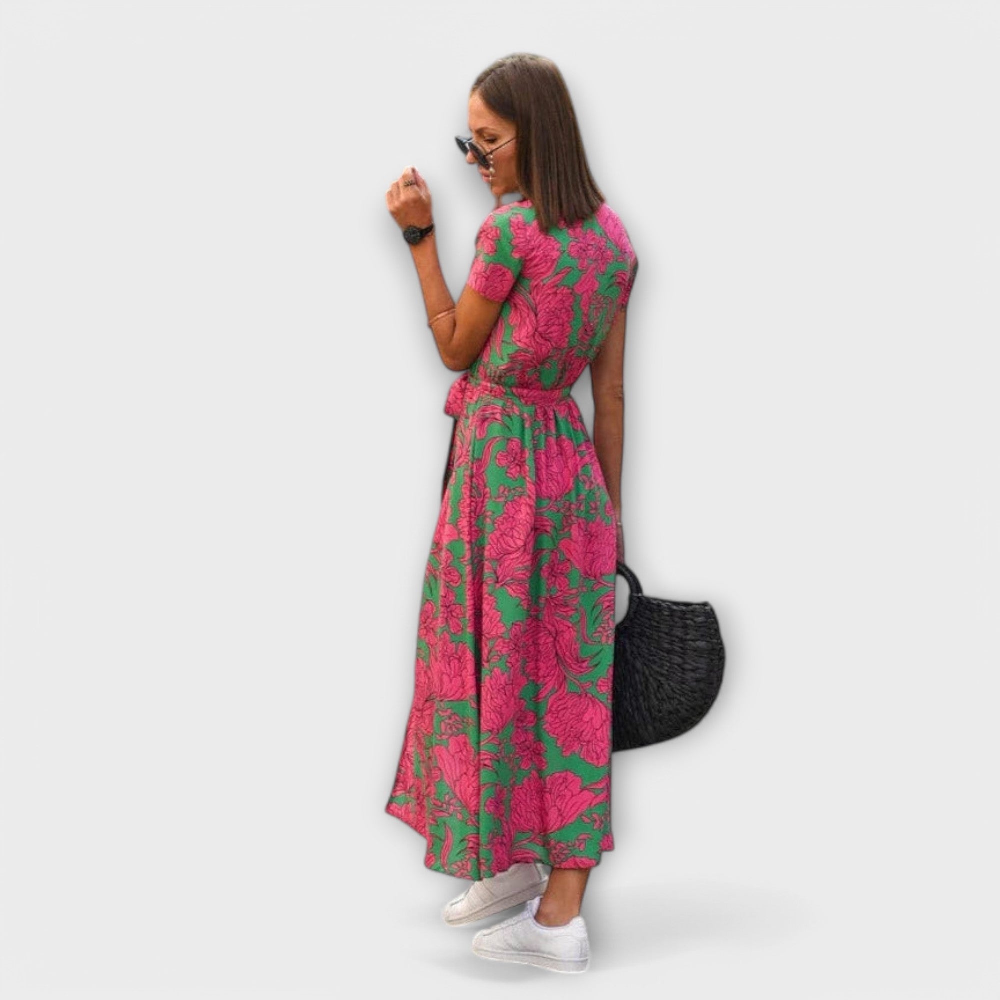 Mariz | Women’s Short Sleeve Pleated Midi Dress