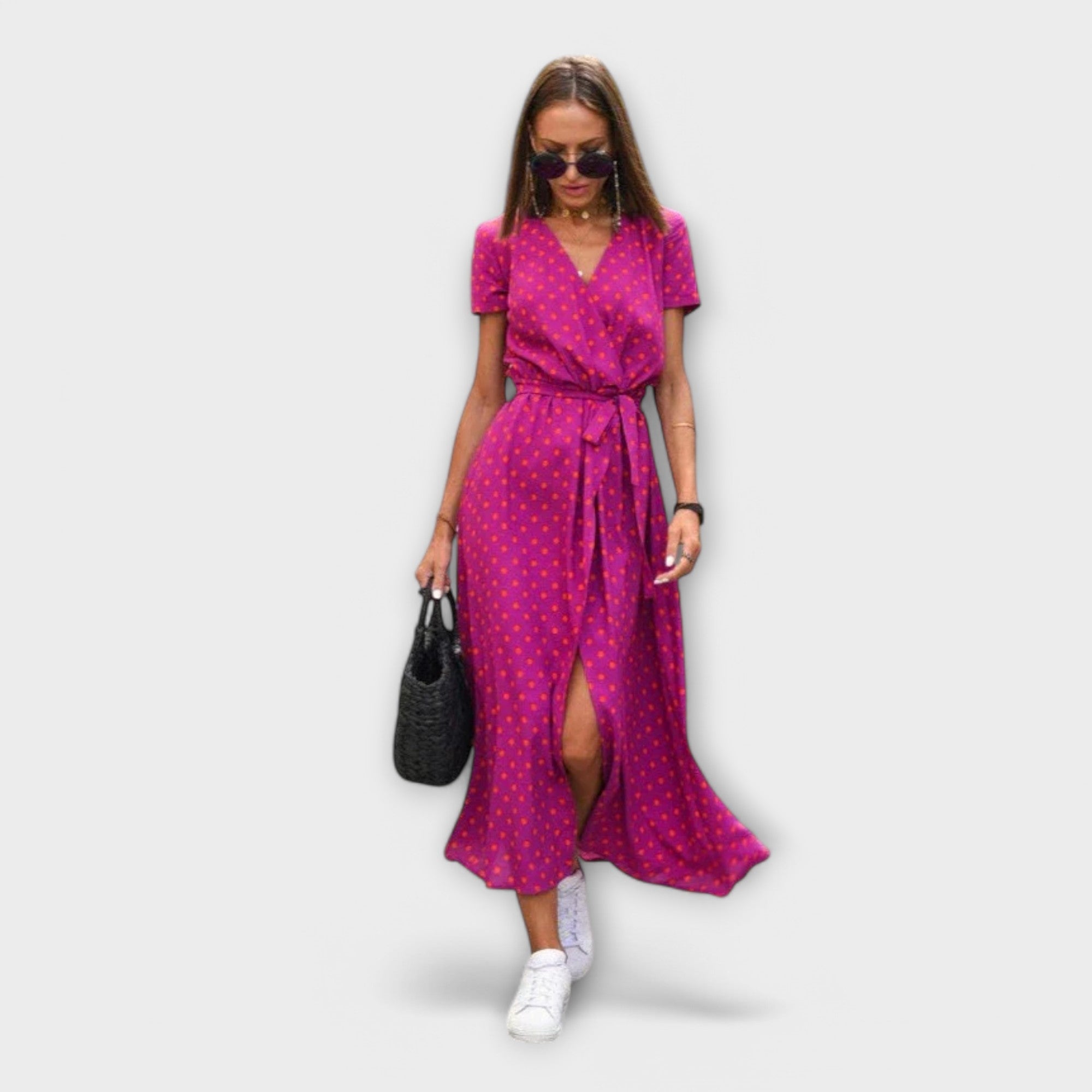 Mariz | Women’s Short Sleeve Pleated Midi Dress