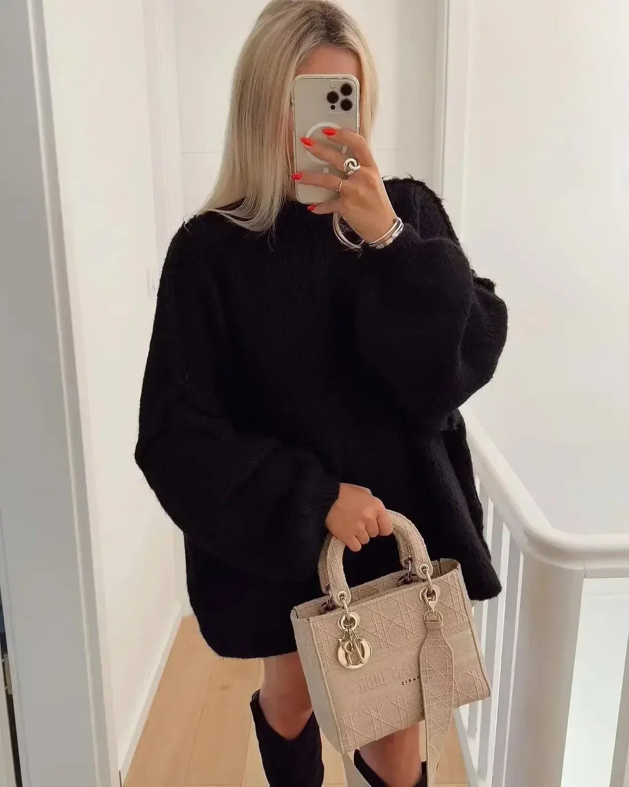 Molly | Women’s Knit Mock Neck Sweater Mini Dress