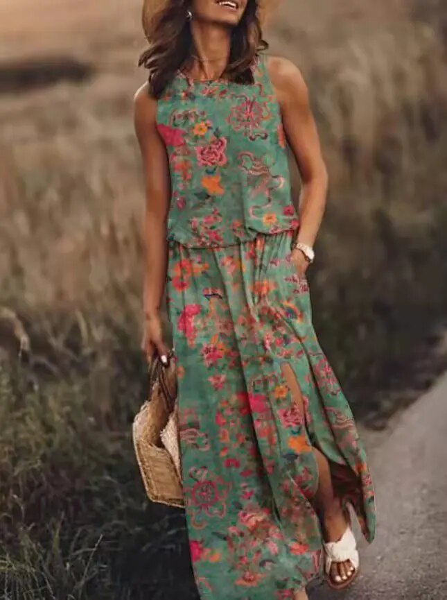 Lucianna | Women’s Graphic Print Sleeveless Maxi Dress