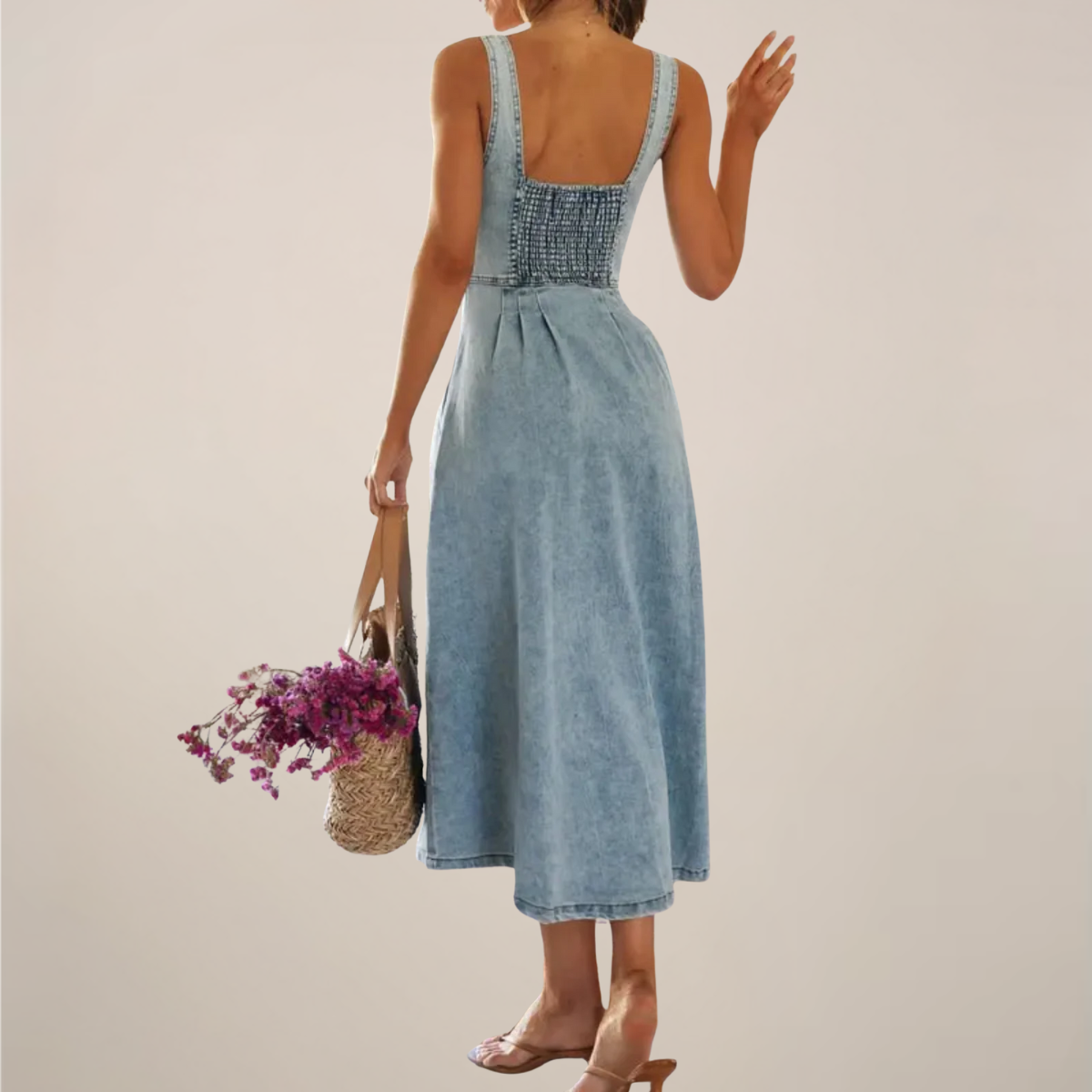 Caty | Women’s Sleeveless Denim Midi Dress