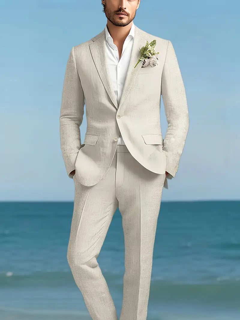 Henrik | Men’s Linen Blend Tuxedo Style Two-Piece Suit