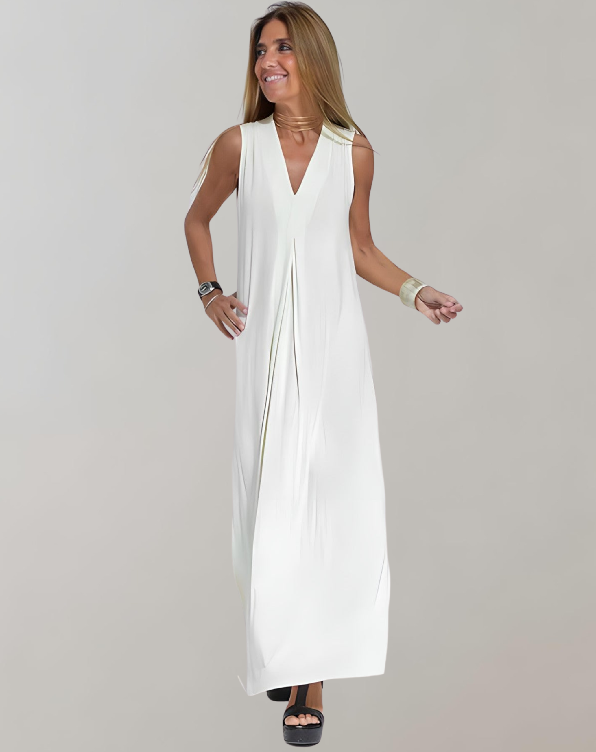 Jytte | Women’s Sleeveless V-Neck Maxi Dress