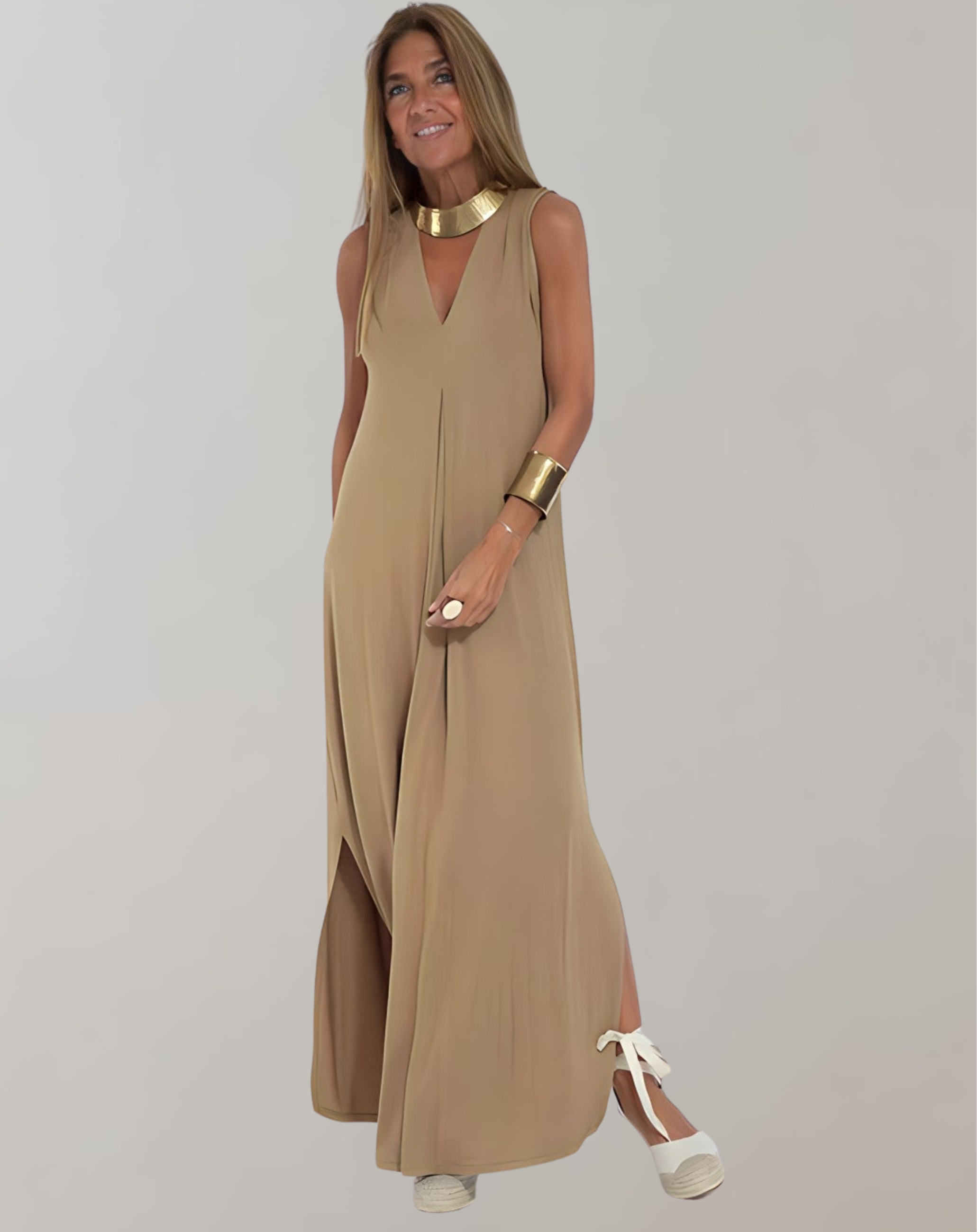 Jytte | Women’s Sleeveless V-Neck Maxi Dress
