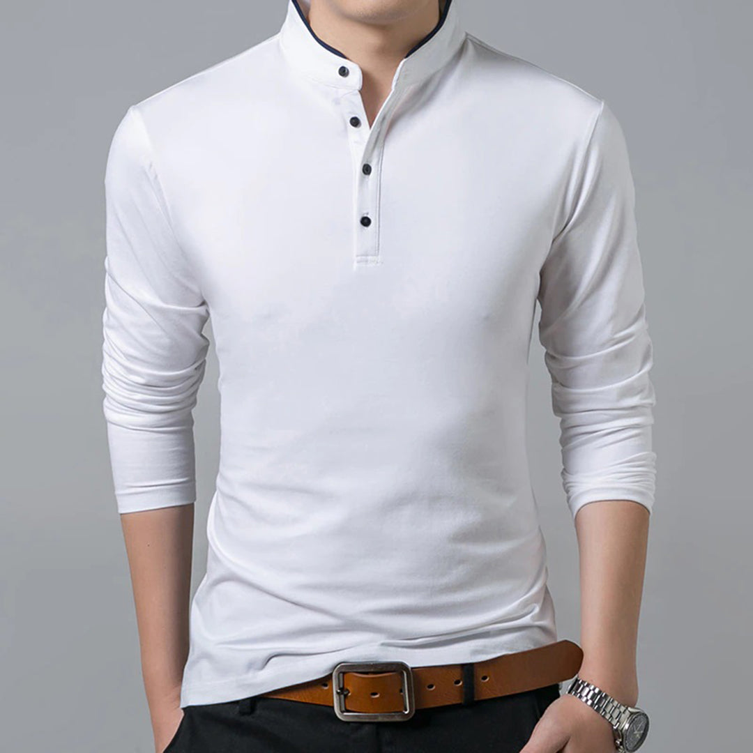 Nigel | Men’s Long Sleeve Henley Polo Shirt