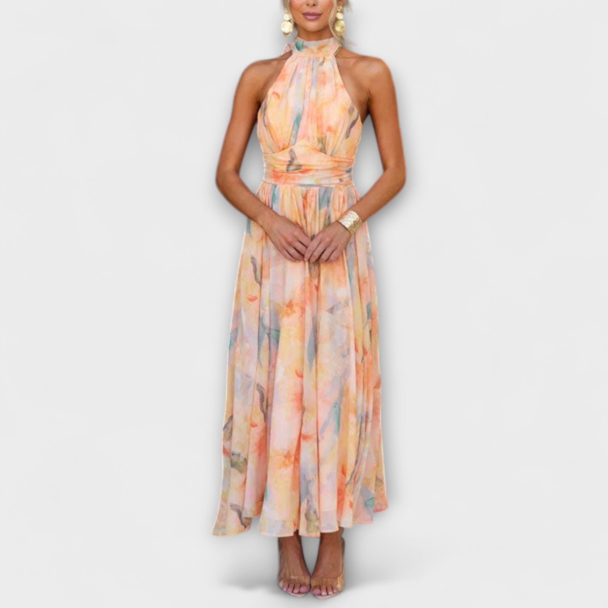 Mely | Women’s Flowy Halter Maxi Dress