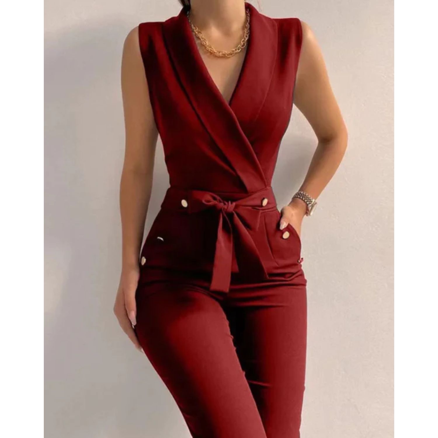 Flaur | Women’s Scuba Crepe Tied Waist Jumpsuit