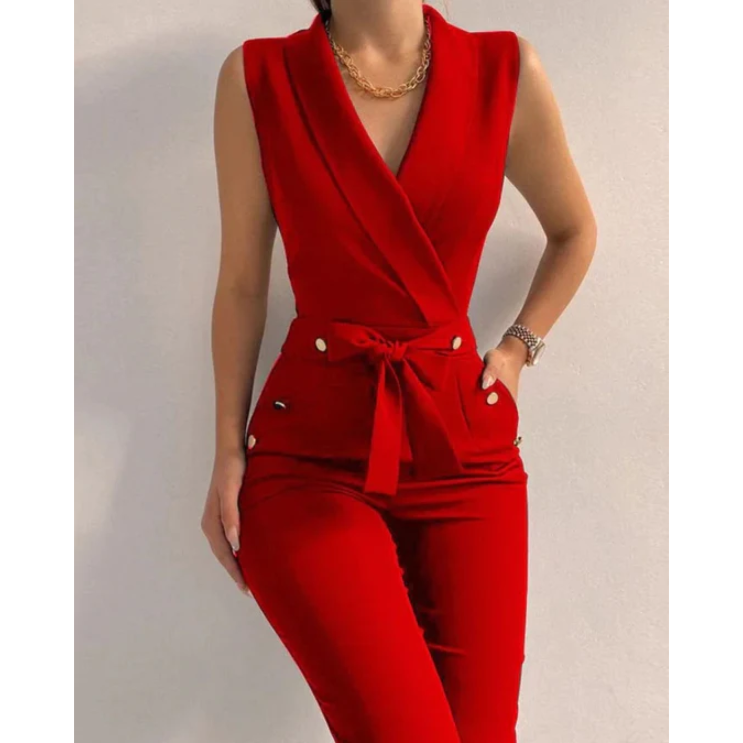 Flaur | Women’s Scuba Crepe Tied Waist Jumpsuit