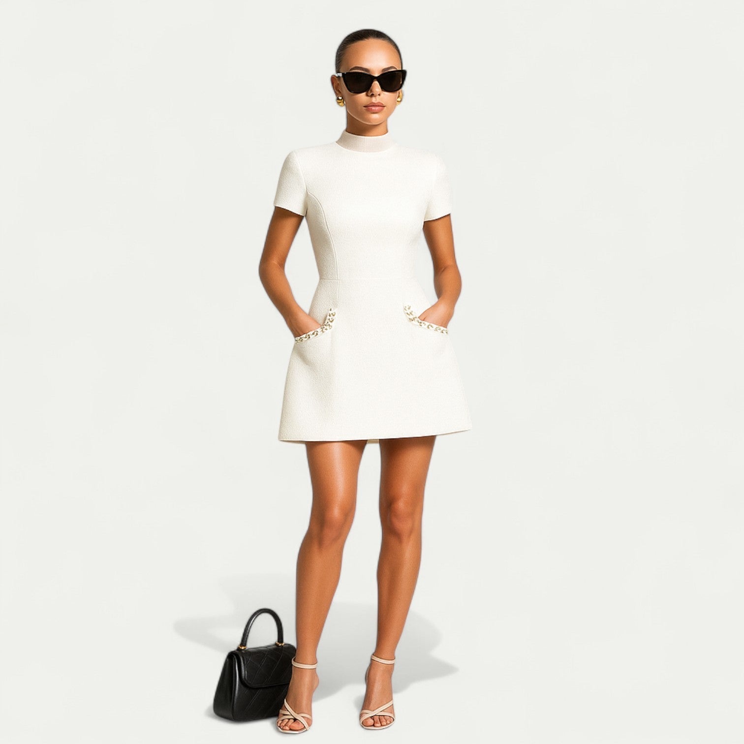 Penelope | Women’s Pearl Trim Mini Dress