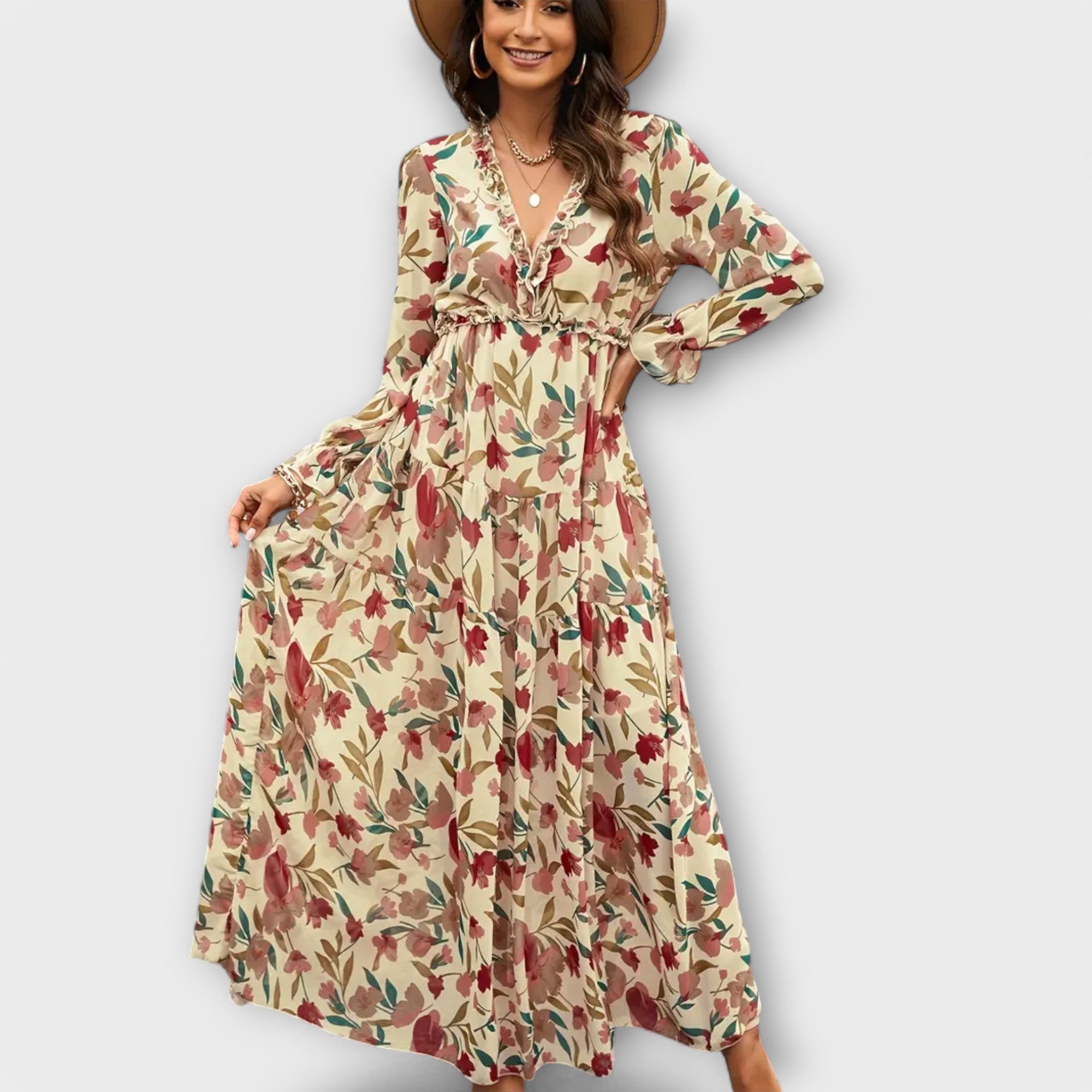 Diletta | Women’s Long Sleeve Floral Tiered Maxi Dress
