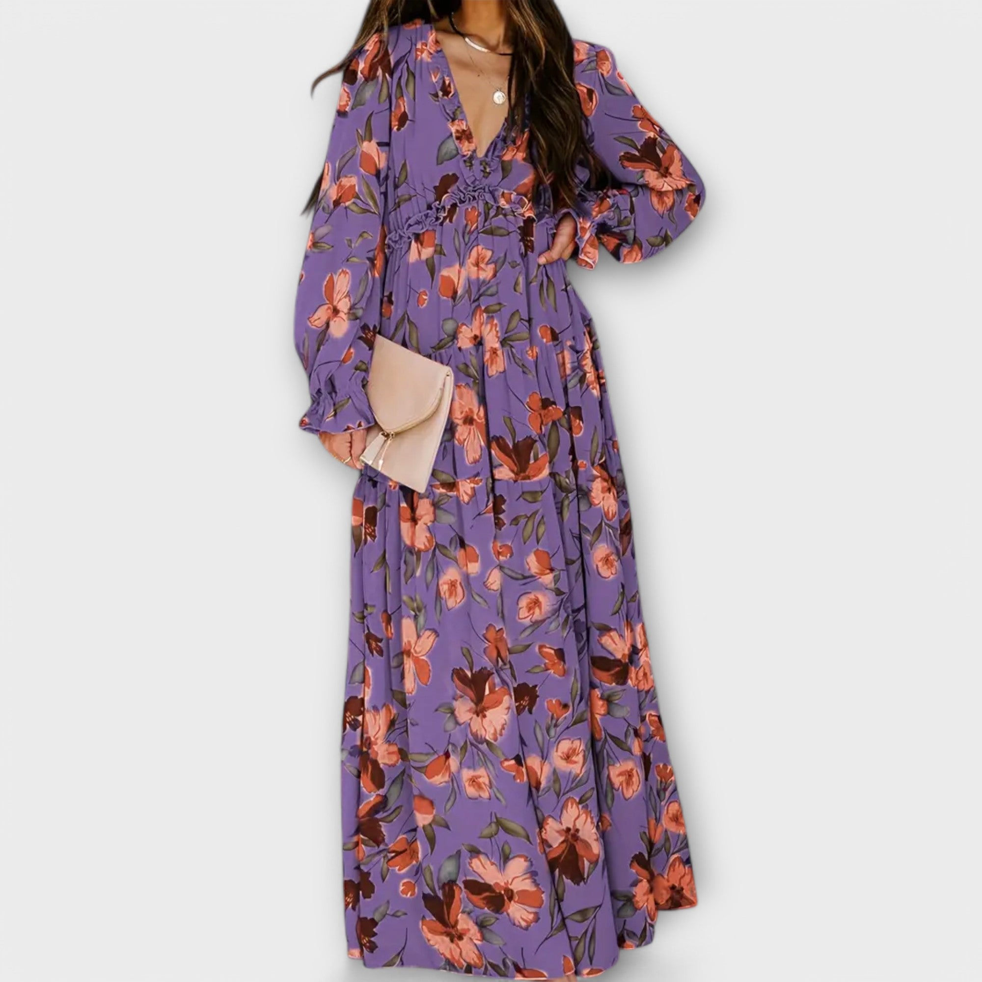 Diletta | Women’s Long Sleeve Floral Tiered Maxi Dress