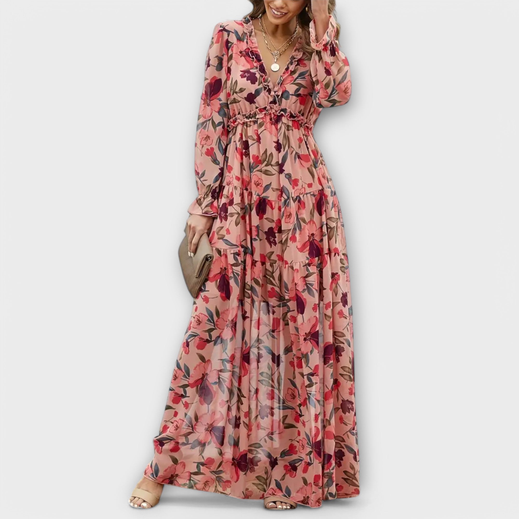 Diletta | Women’s Long Sleeve Floral Tiered Maxi Dress