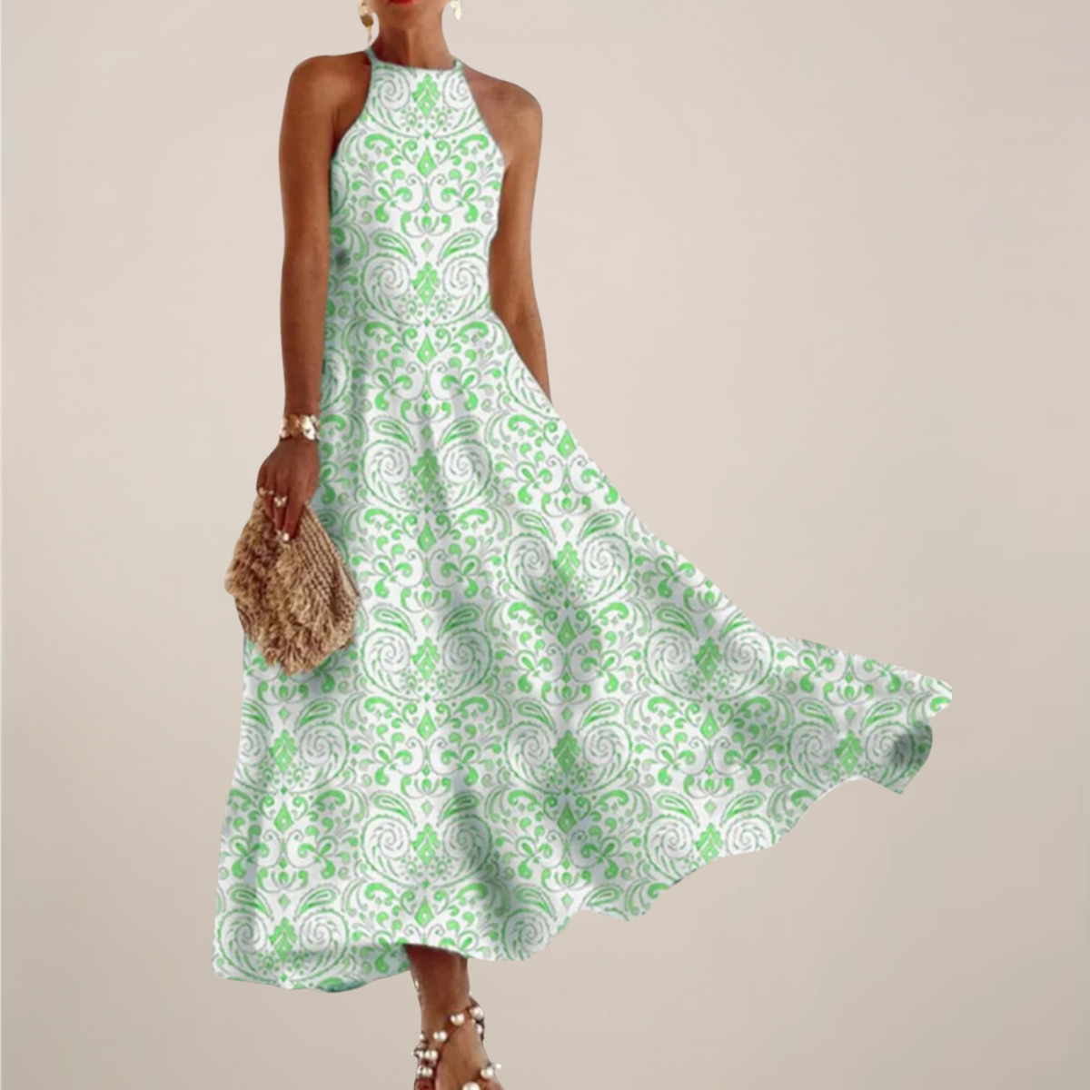 Dorotea | Women’s Printed Halter Neck Maxi Dress