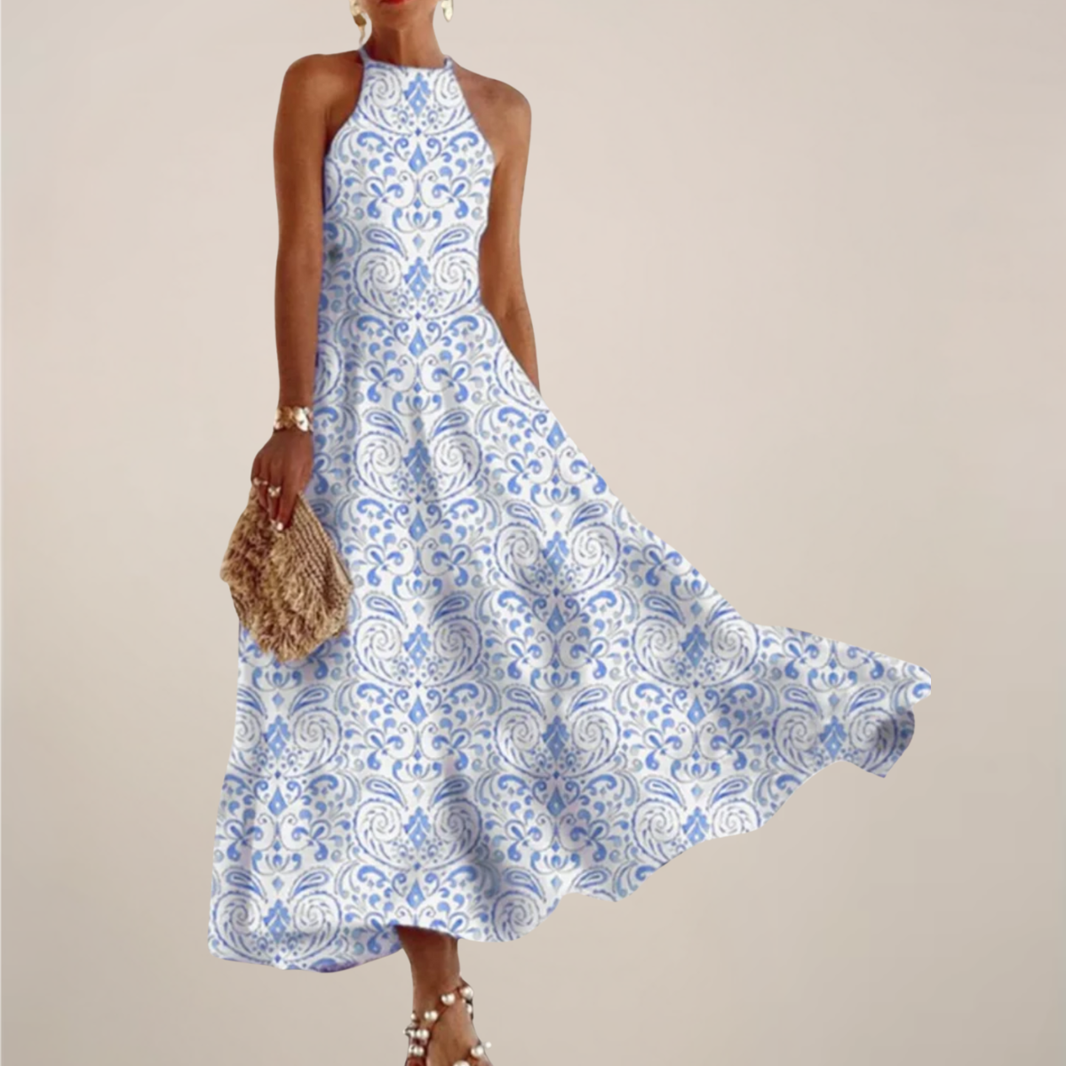 Dorotea | Women’s Printed Halter Neck Maxi Dress