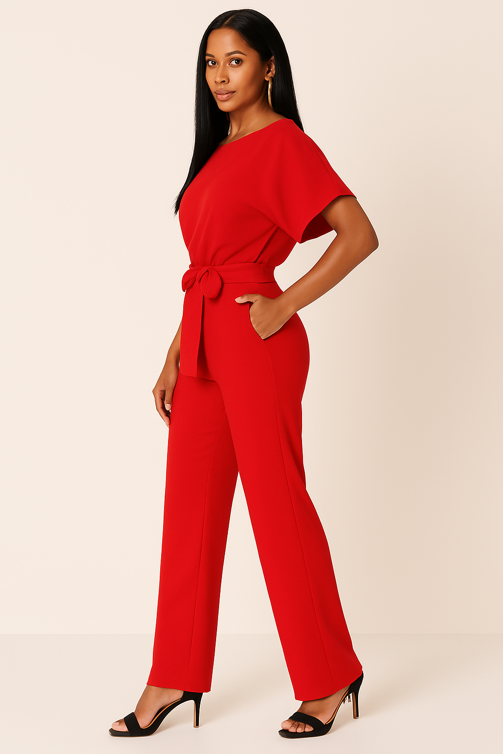 Brenda | Women's Ponte Knit Batwing Jumpsuit