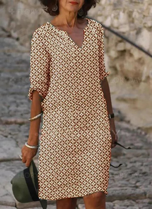 Rosamund | Women’s Straight V-Neck Midi Dress