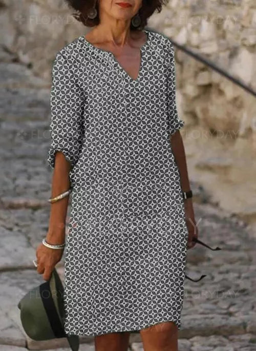 Rosamund | Women’s Straight V-Neck Midi Dress