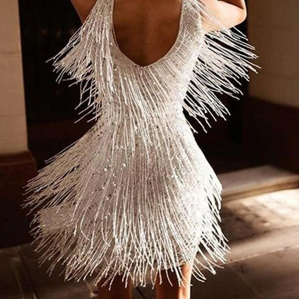 Sequin Fringe Mini Dress