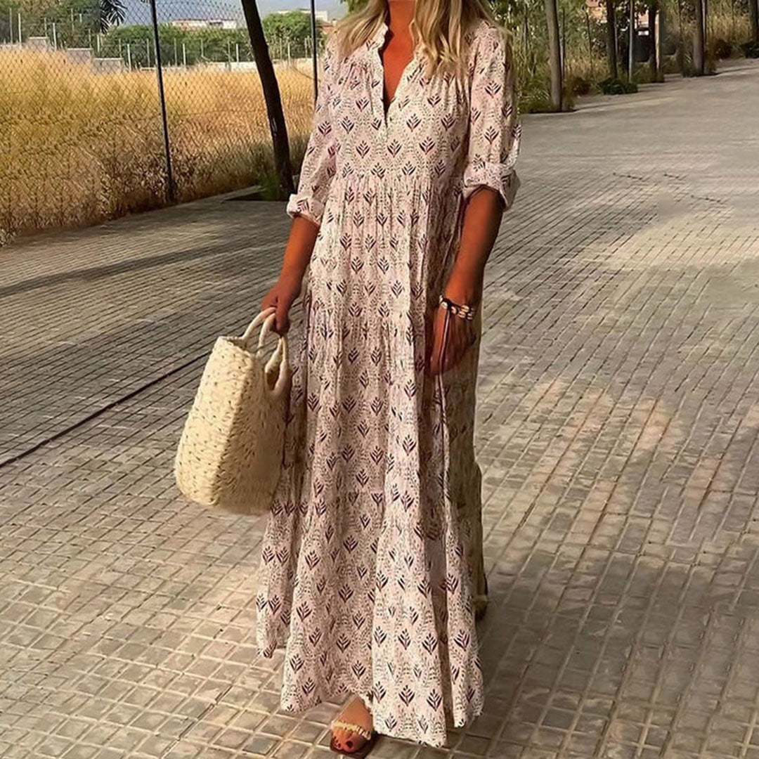 Boho Tiered Maxi Dress - Pink