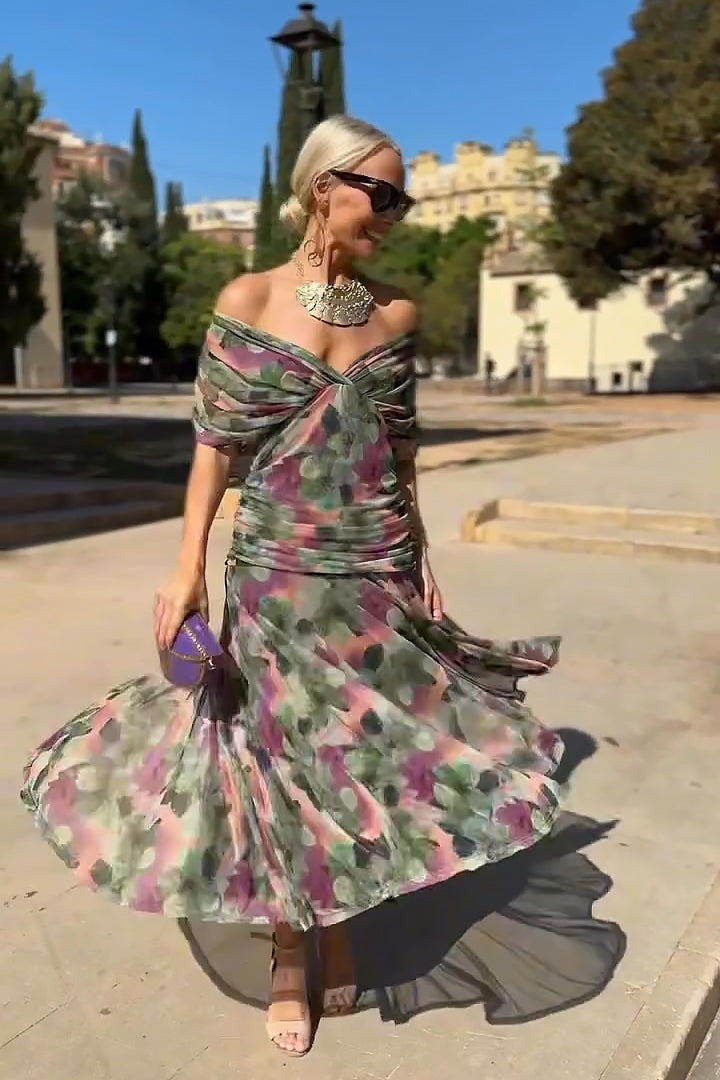 Formal Off Shoulder Midi Dress