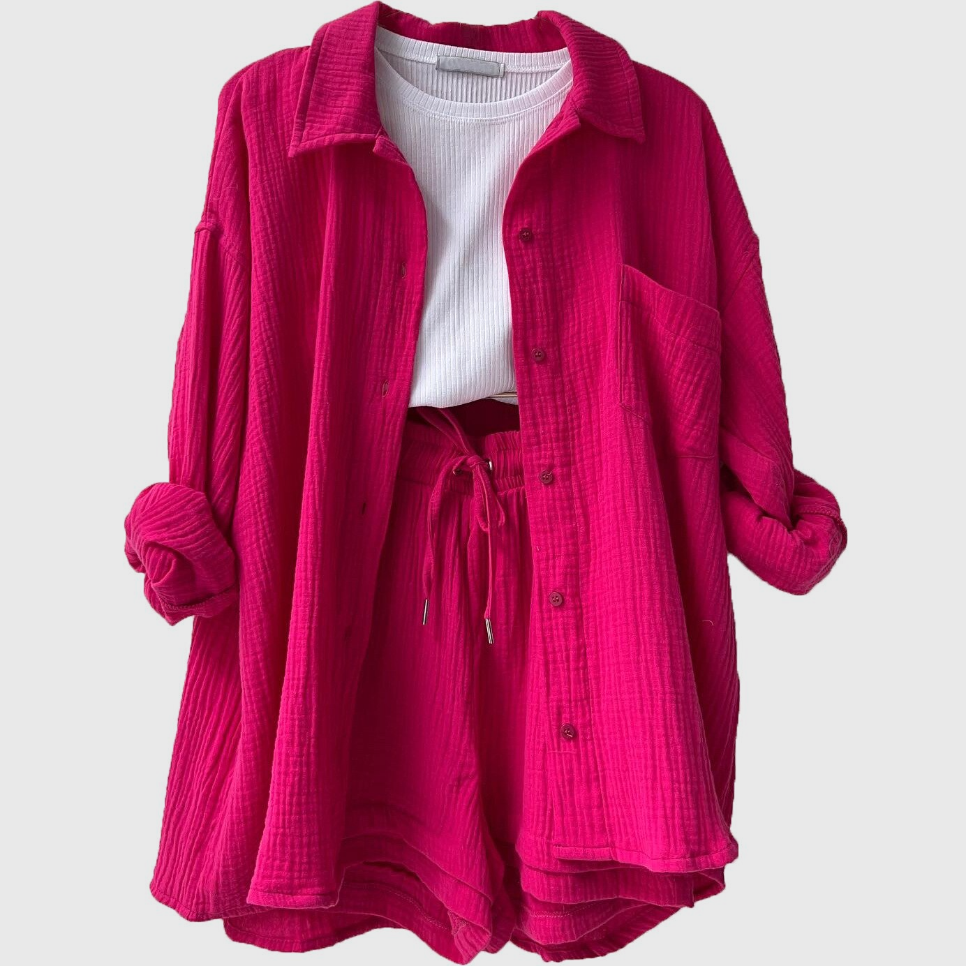 Kalista | Women’s Loose Overshirt Shorts Two-Piece Outfit Set
