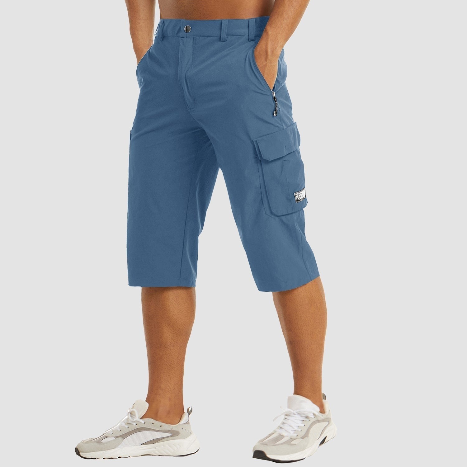 Casual Cargo Capri Shorts - Light Blue