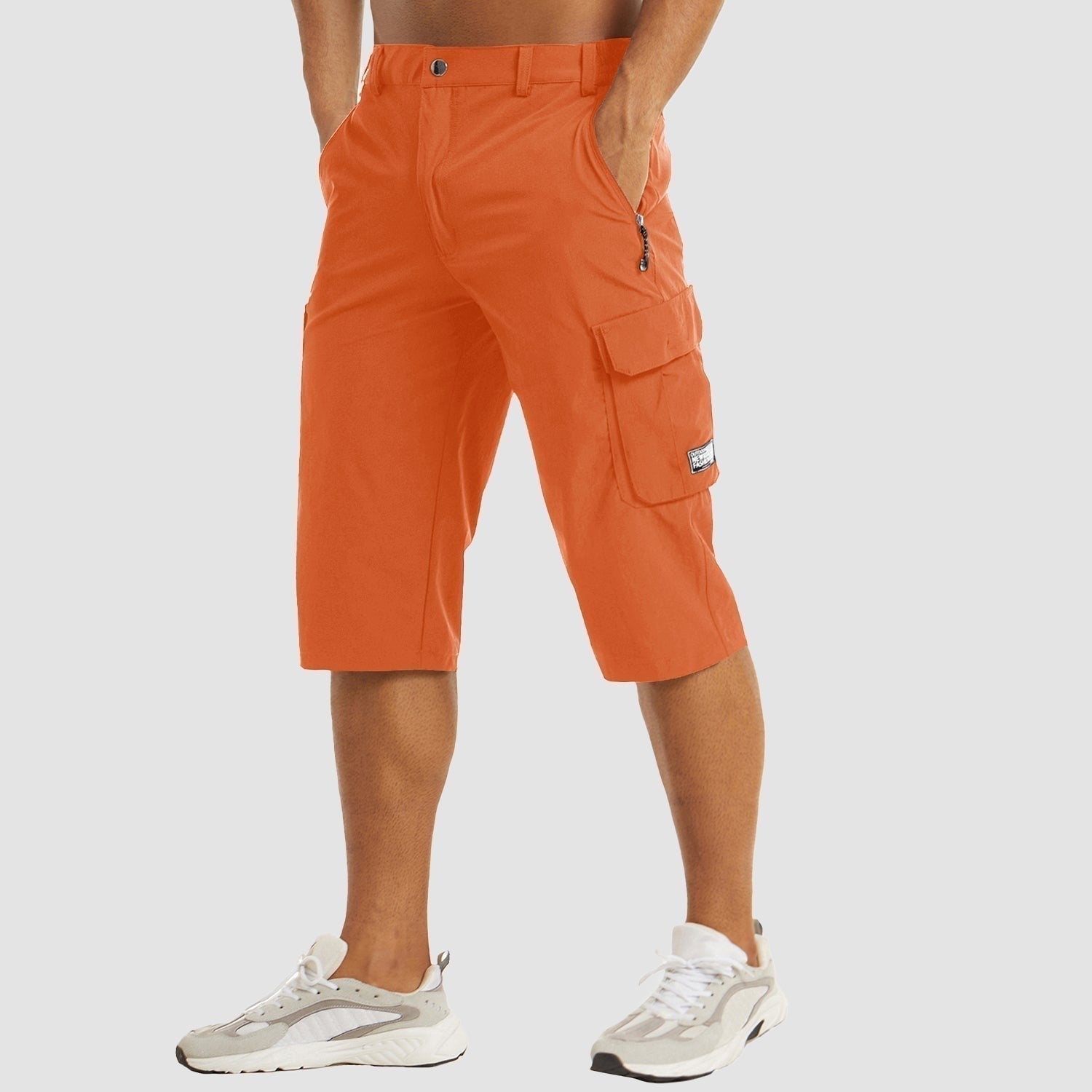 Casual Cargo Capri Shorts - Orange