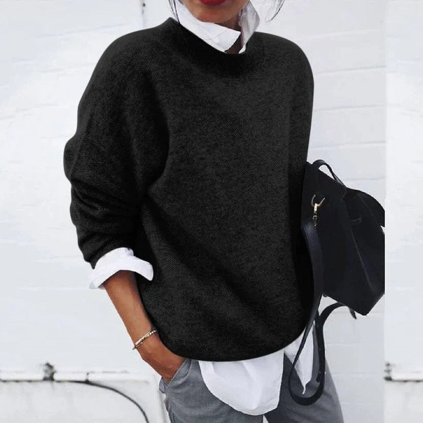 Crew Neck Knit Sweater - Black